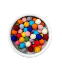 El Yapımı Yün Keçe Topu – 2 cm | 62 Farklı Renk | 50’li Karışık veya Tek Renk Set