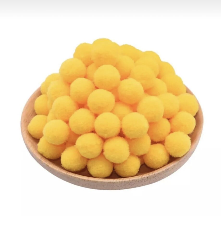 Sarı 2 cm Peluş Ponpon 100’lü Paket – El İşi ve Süsleme Malzemesi