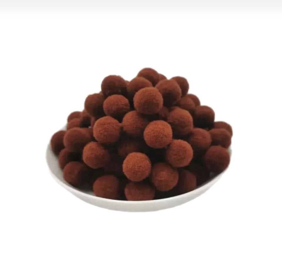 Kahve Rengi 2 cm Peluş Ponpon 100’lü Paket – El İşi ve Süsleme Malzemesi