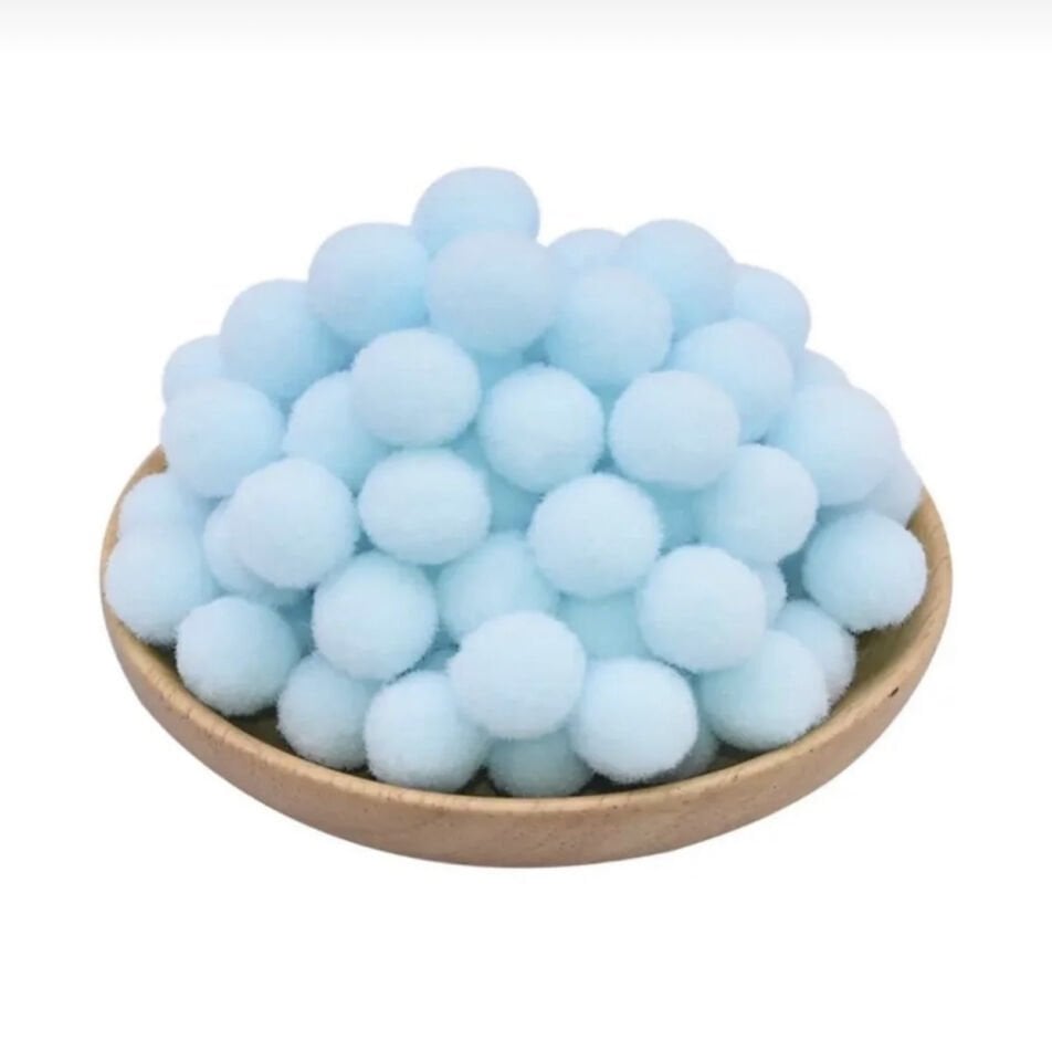 Bebe Mavi 2 cm Peluş Ponpon 100’lü Paket – El İşi ve Süsleme Malzemesi