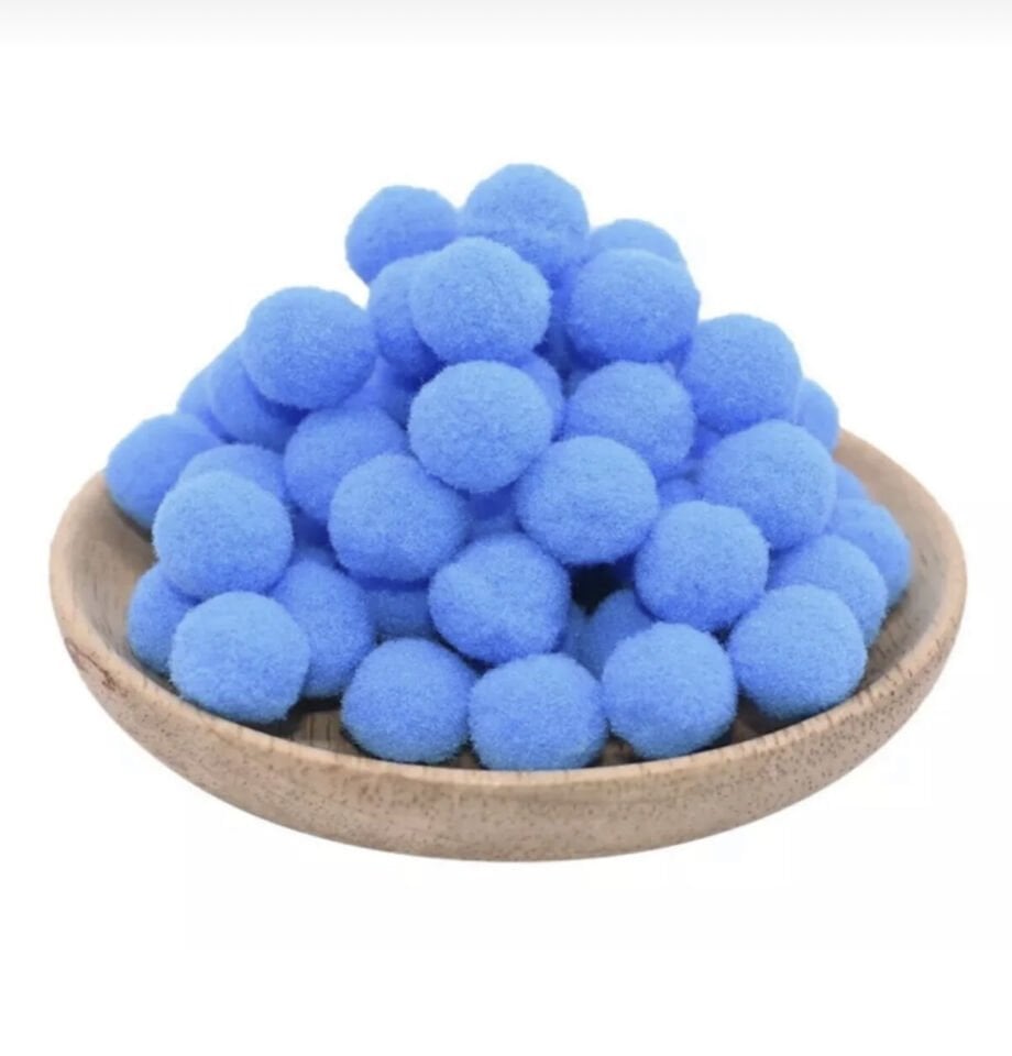Mavi 2 cm Peluş Ponpon 100’lü Paket – El İşi ve Süsleme Malzemesi