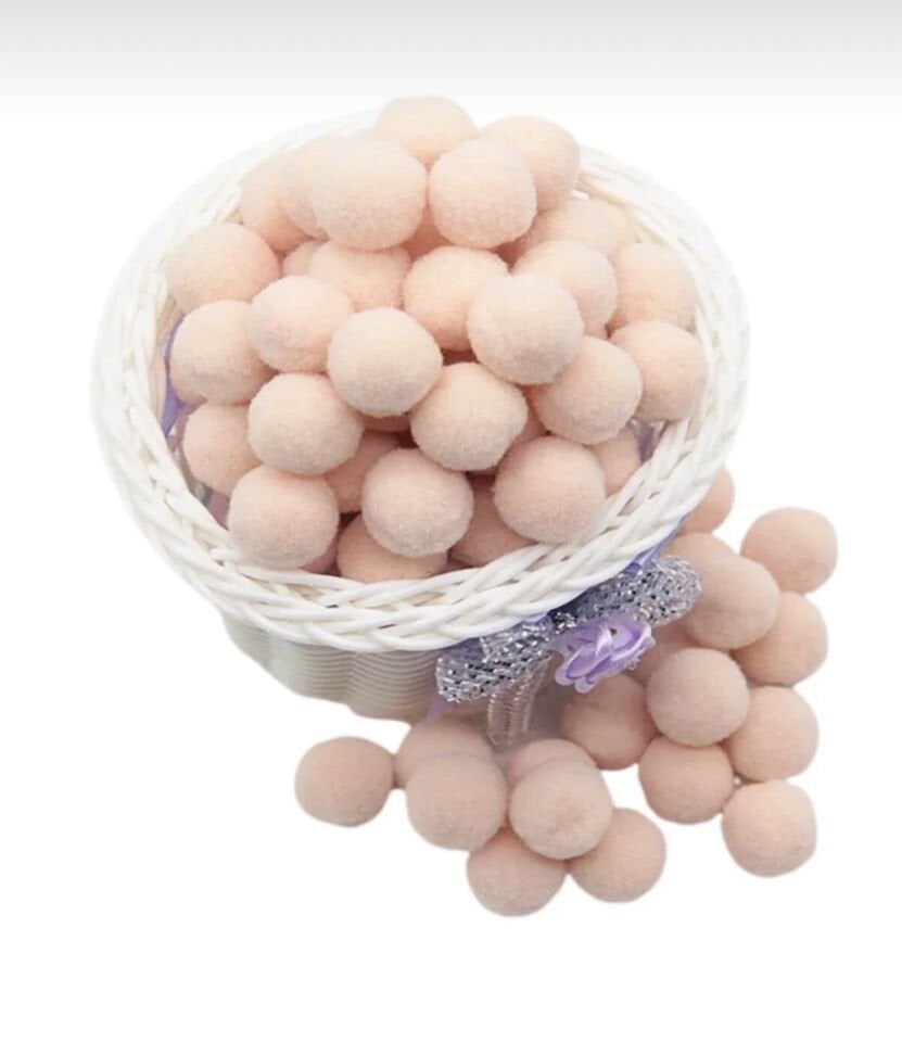 Ekru 2 cm Peluş Ponpon 100’lü Paket – El İşi ve Süsleme Malzemesi ürünü