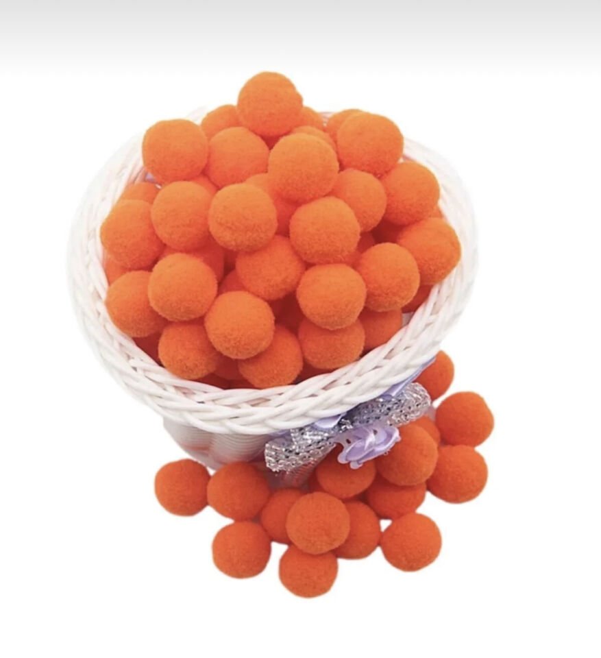Turuncu 2 cm Peluş Ponpon 100’lü Paket – El İşi ve Süsleme Malzemesi ürünü