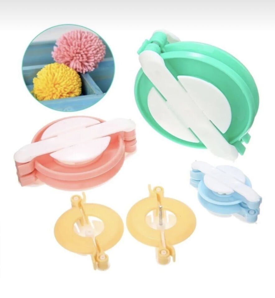 Ponpon Makinesi 4’lü Set – Yuvarlak Plastik Aparat