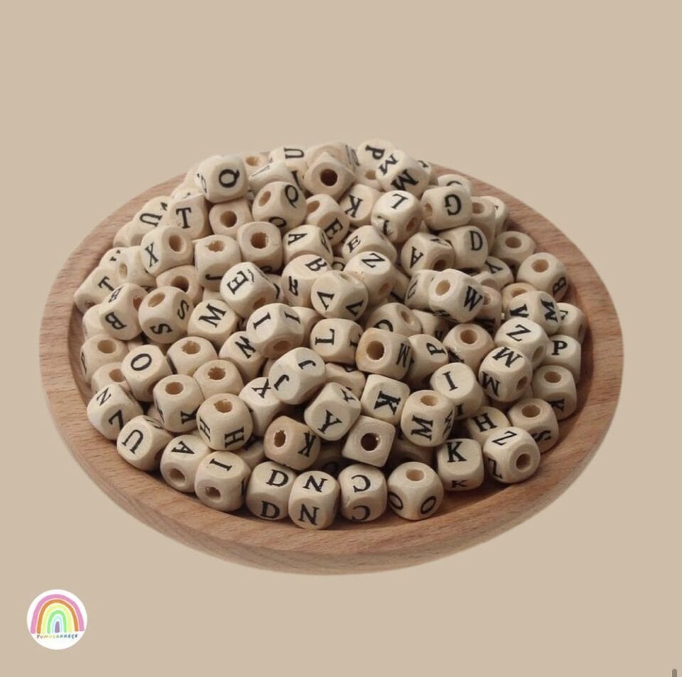 Ahşap Harf Boncuk 10 mm – 100’lü Paket