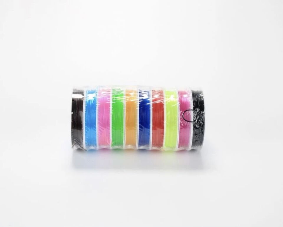 1 mm Renkli Misina Seti – 10 Adet Makaralı Paket | Takı ve Boncuk Dizim İpi