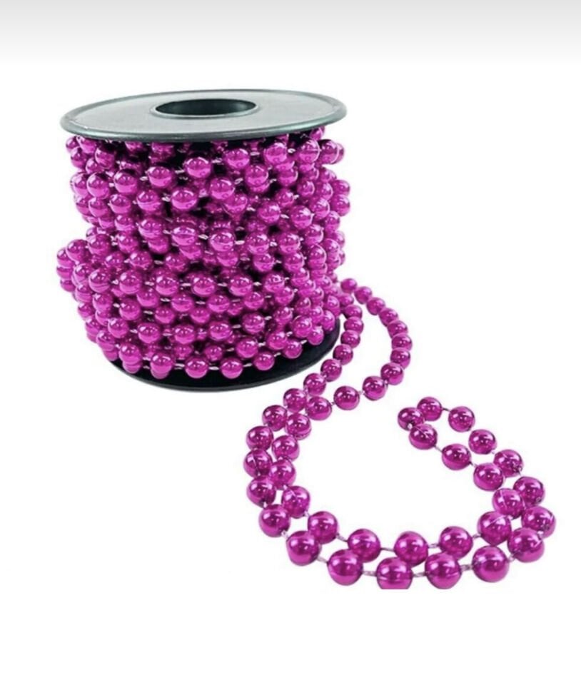 8 mm Tam Sıralı İnci Boncuk – 10 Metre Fuşya – Parlak ve Canlı Dekoratif Süsleme Şeridi