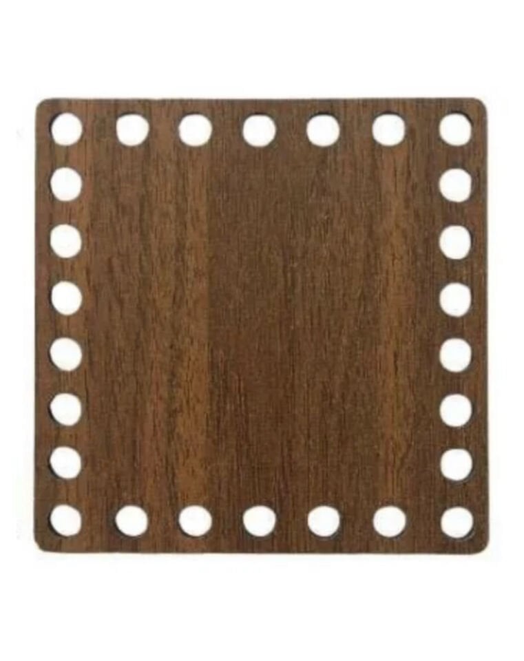 15×15 cm Kalp Örgü Tabanı – Delikli Ahşap Görünümlü Çanta & Sepet Tabanı