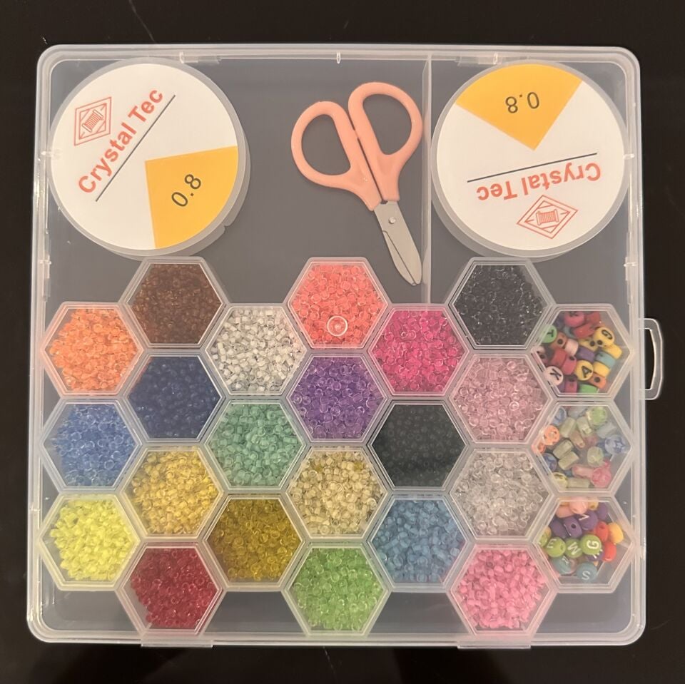 Petek Bölmeli Kristal Boncuk Takı Yapım Seti – Şeffaf Renkli Boncuklar & Aksesuarlar