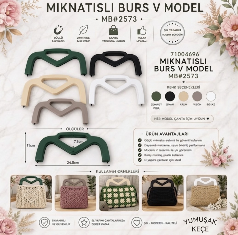 Mıknatıslı Çanta Sapı V Model