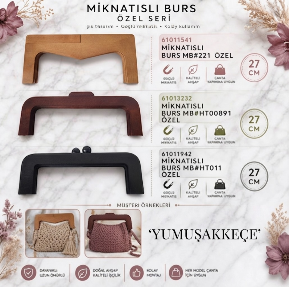 Ahşap Mıknatıslı Çanta Bursu Özel Seri 27 cm