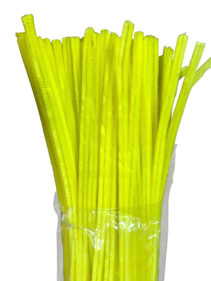 30 cm Renkli Şönil Tel Seti – Bükülebilir Tüylü Hobi Teli (100 Adet Paket)